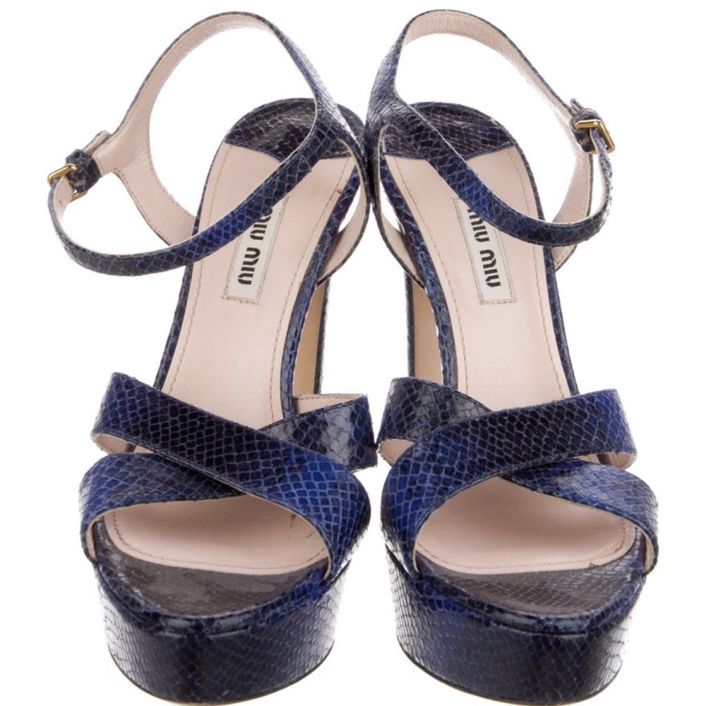 Miu Miu Navy Snakeskin Heels - Picture 2 of 5